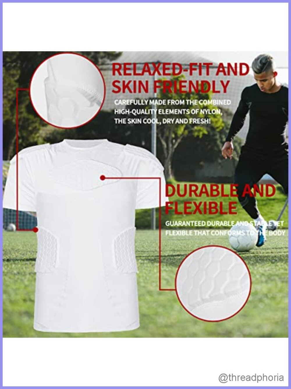 Padded Compression Shirt Rib Protector Football Protective Gear - Picture 5 of 5